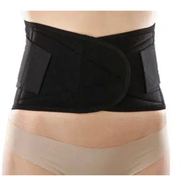 Orione Black Elastic Lumbosacral Brace with Stays and Pull Straps