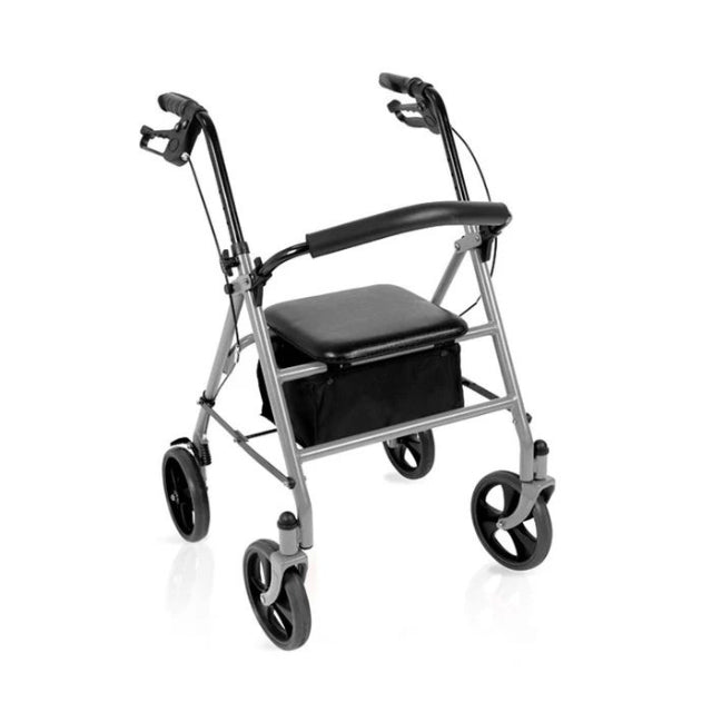 Moretti Teti Folding Steel Rollator in Silver with Backrest