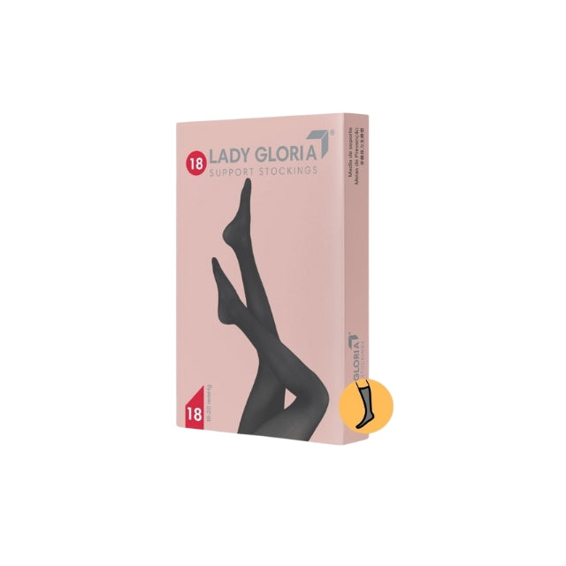 GloriaMed Lady Gloria 18 Black Compression Knee-Highs, 18 mmHg