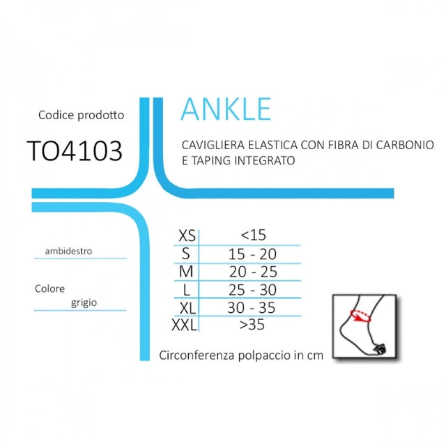 Tenortho cavigliera elastica con fibra di carbonio e taping integrato