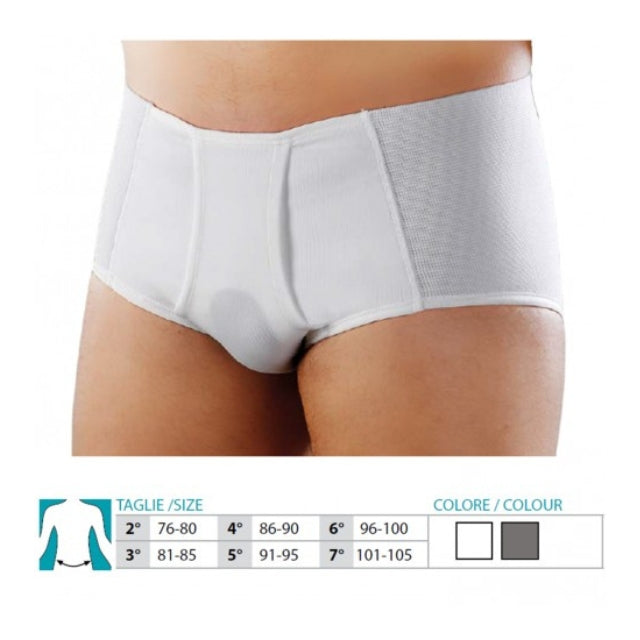 Slip hernie inguinale Orione 313 blanc, ouverture latérale