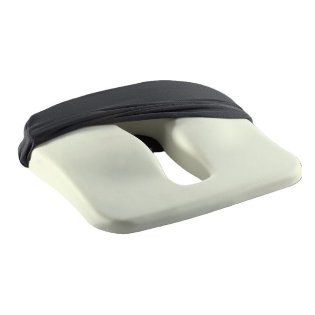 Anatomical cut-out cushion to relieve perineal pressure when seated