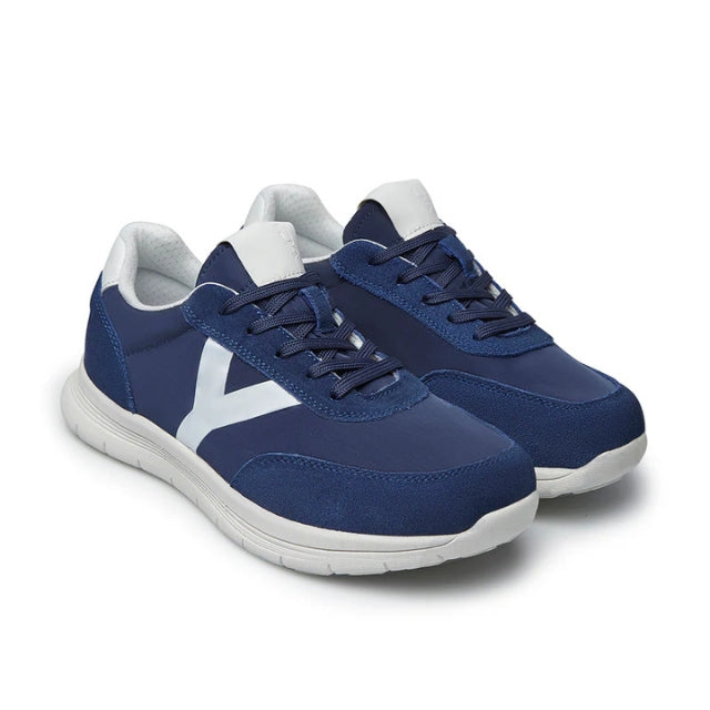 Zapatilla ortopédica Mas azul océano de tejido y ante