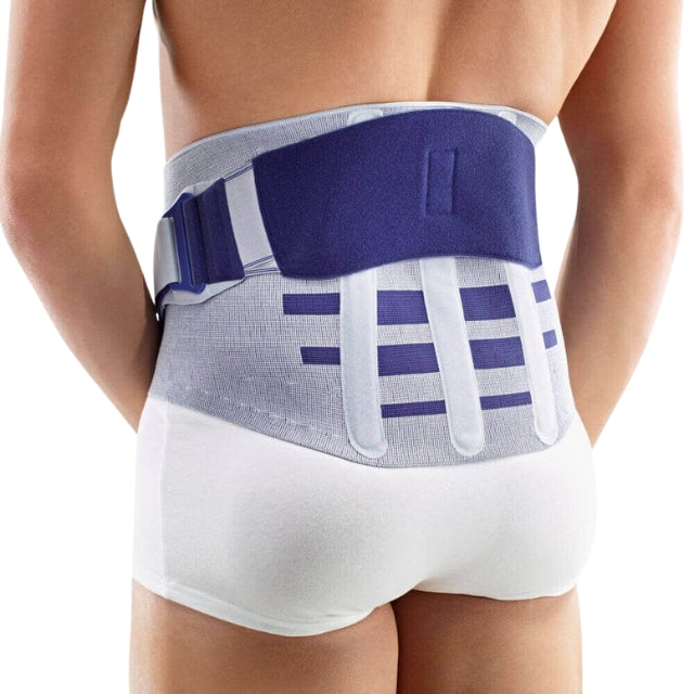 Bauerfeind LumboLoc Forte semi-rigid lumbar brace with stays and pads
