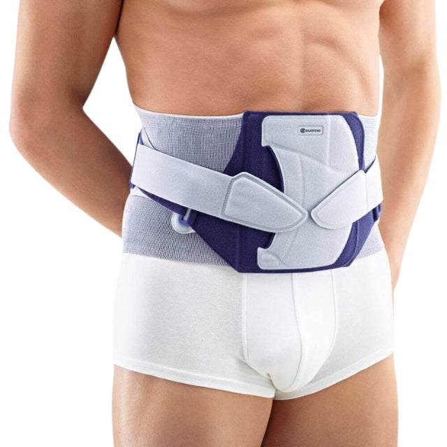 Bauerfeind LumboLoc Forte semi-rigid lumbar brace with stays and pads