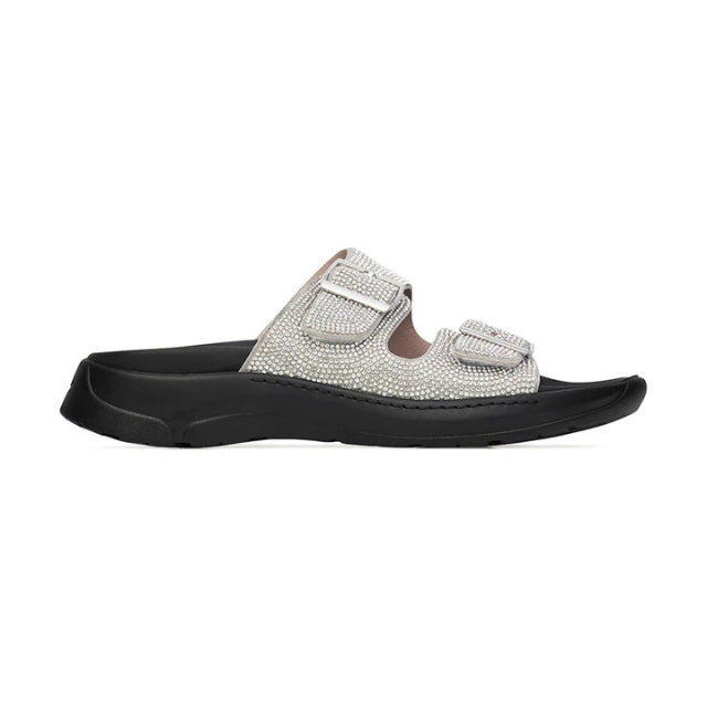 Optima Molliter Link Damen-Hausschuh Silber aus Softy-Jewel-Gewebe
