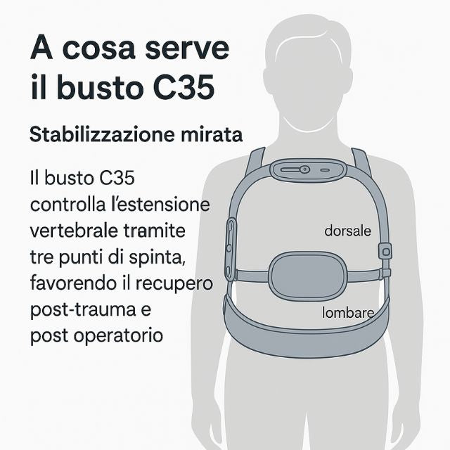 Kefrell busto C35 iperestensore a tre punti con telaio in alluminio