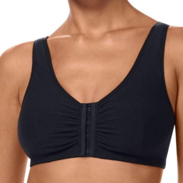 Amoena Fleur Black Wire-Free Front-Closure Bra