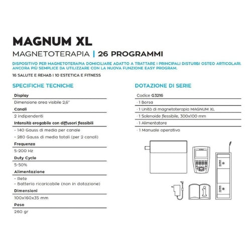 Globus Magnum XL, magnétothérapie 2 canaux, solénoïdes souples