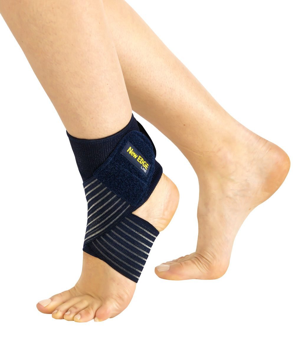 Pavis cavigliera elastica a 8 con bendaggio integrato, blu