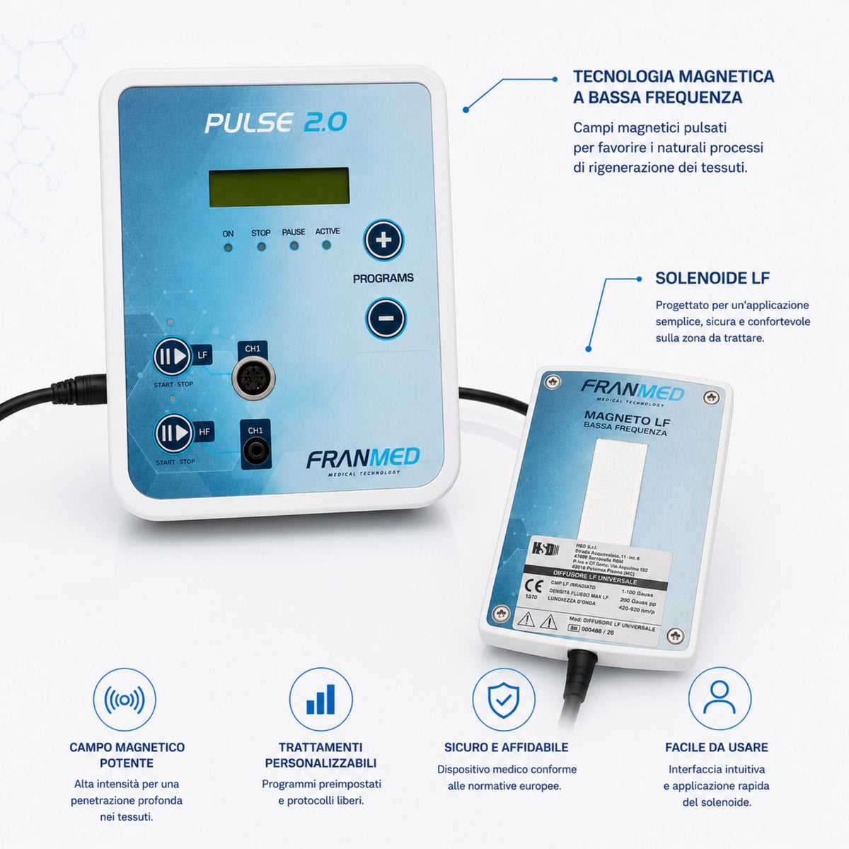 FranMed Pulse 2.0 Magnetfeldtherapiegerät HF und NF, 106 Programme