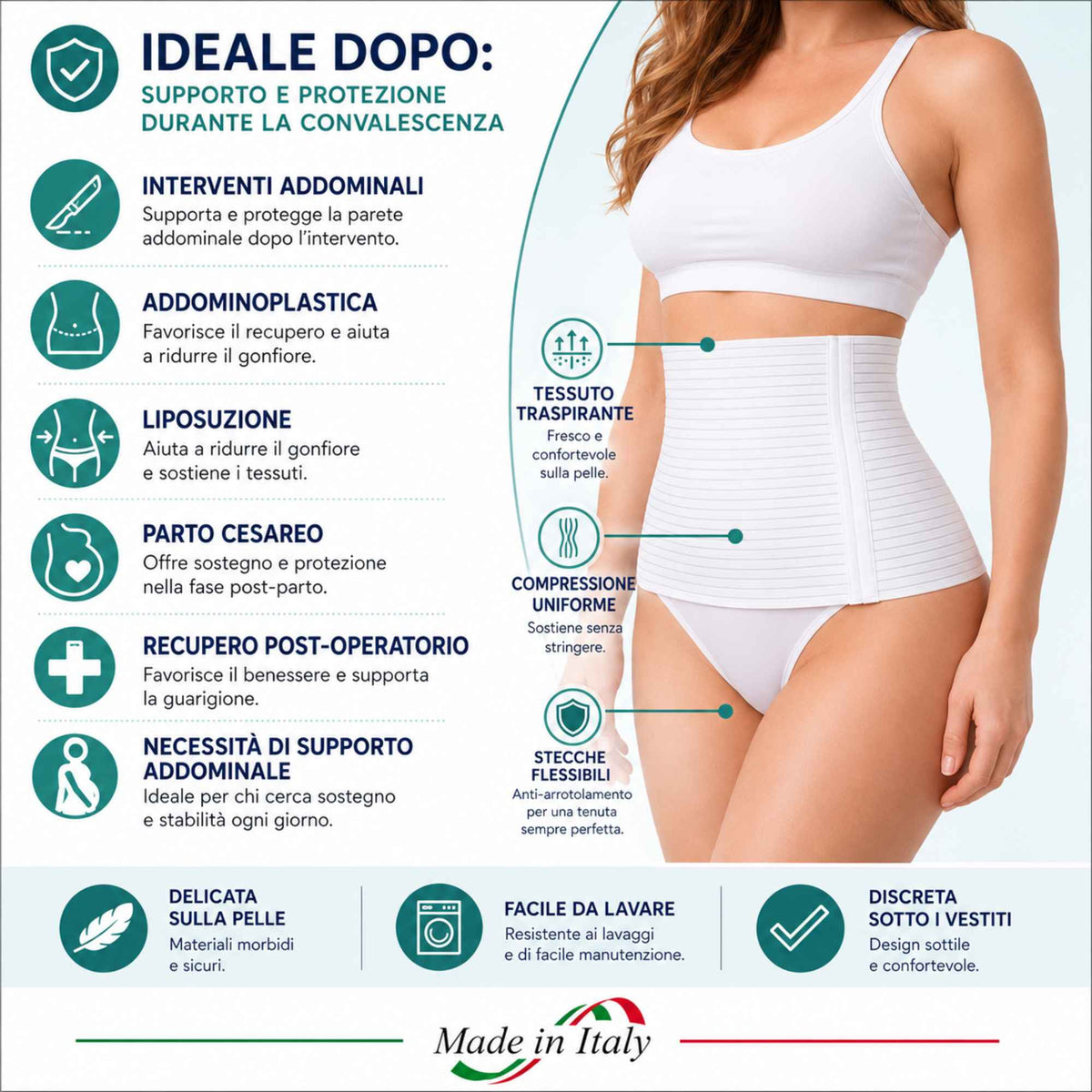 Kefrell fascia addominale post operatoria millerighe, altezza 27 cm