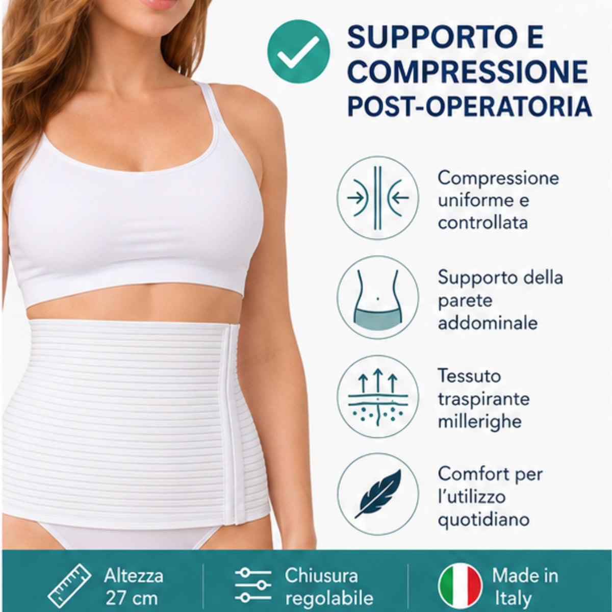 Kefrell fascia addominale post operatoria millerighe, altezza 27 cm