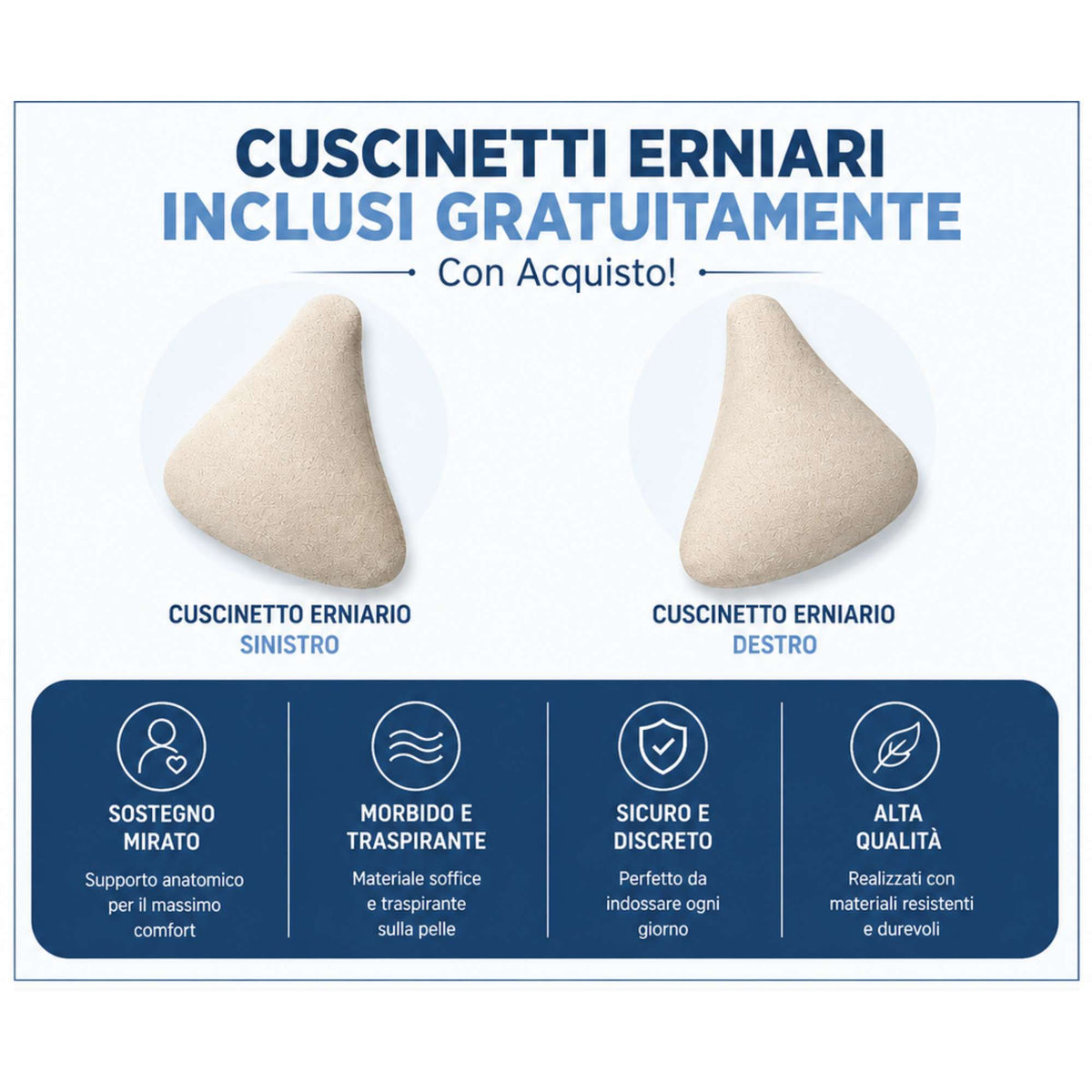 Kefrell mutanda contenitiva per ernia inguinale con cuscinetti