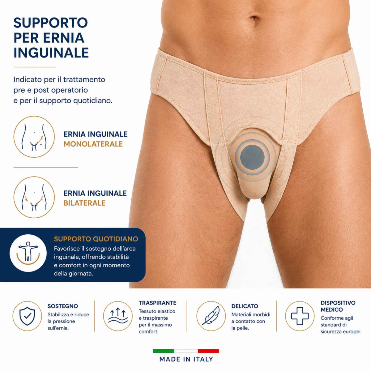 Kefrell cinto erniario CI24 con pelotte e compressore removibile
