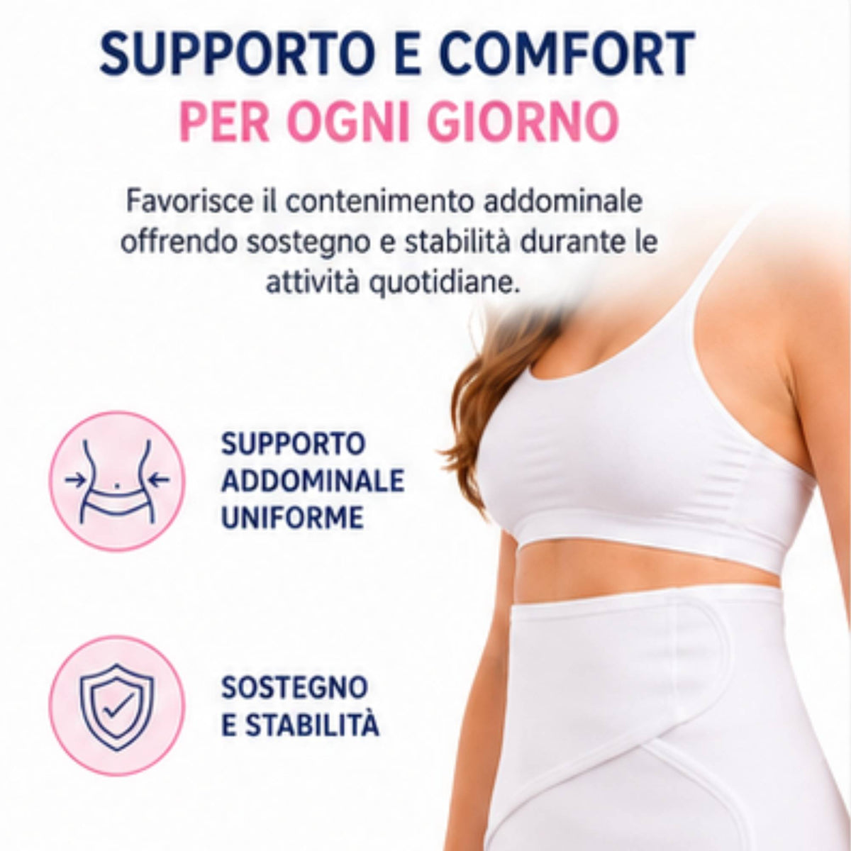 Kefrell White Polyextensible Abdominal Binder, Double Adjustment