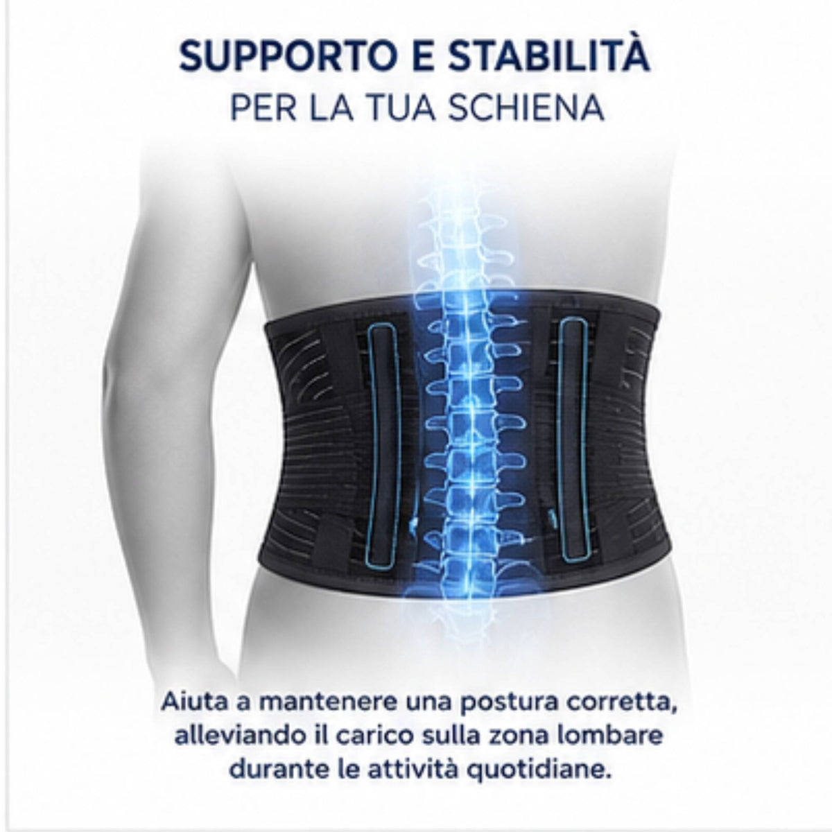 Kefrell Self-Fastening Lumbar Support, 24 cm High, Made in Italy