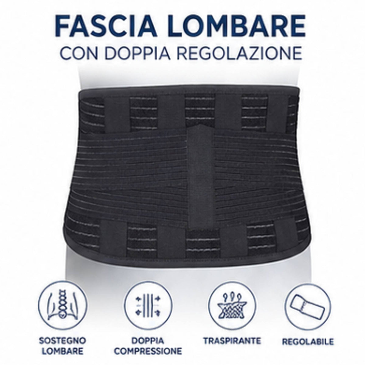 Kefrell Self-Fastening Lumbar Support, 24 cm High, Made in Italy