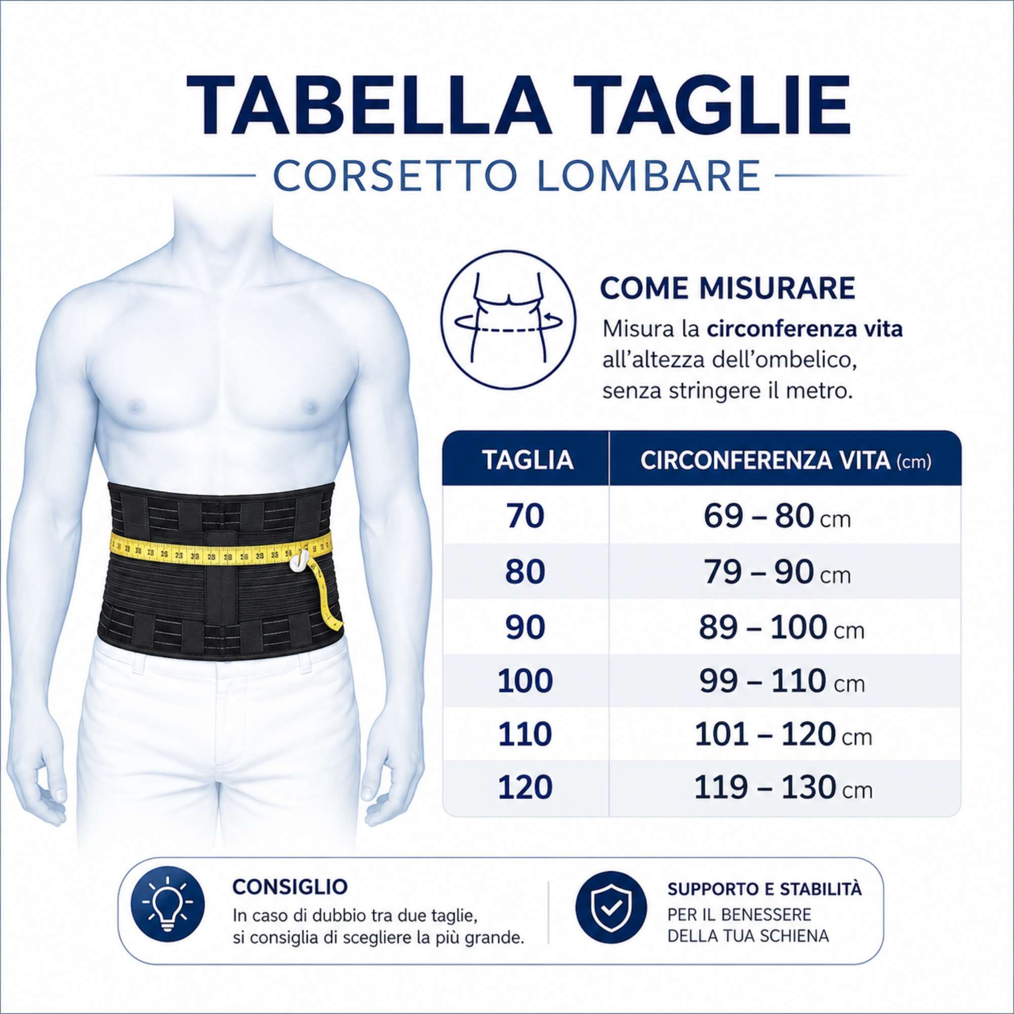Kefrell Self-Fastening Lumbar Support, 24 cm High, Made in Italy