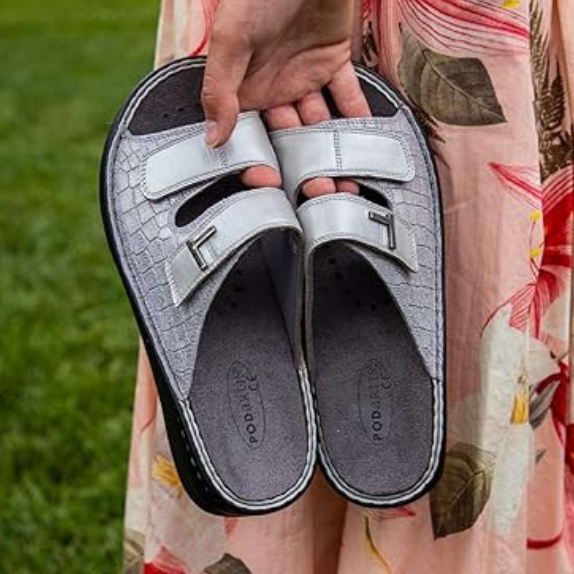 Podartis Alipes Silver zapatilla de confort mujer, plantilla extraíble