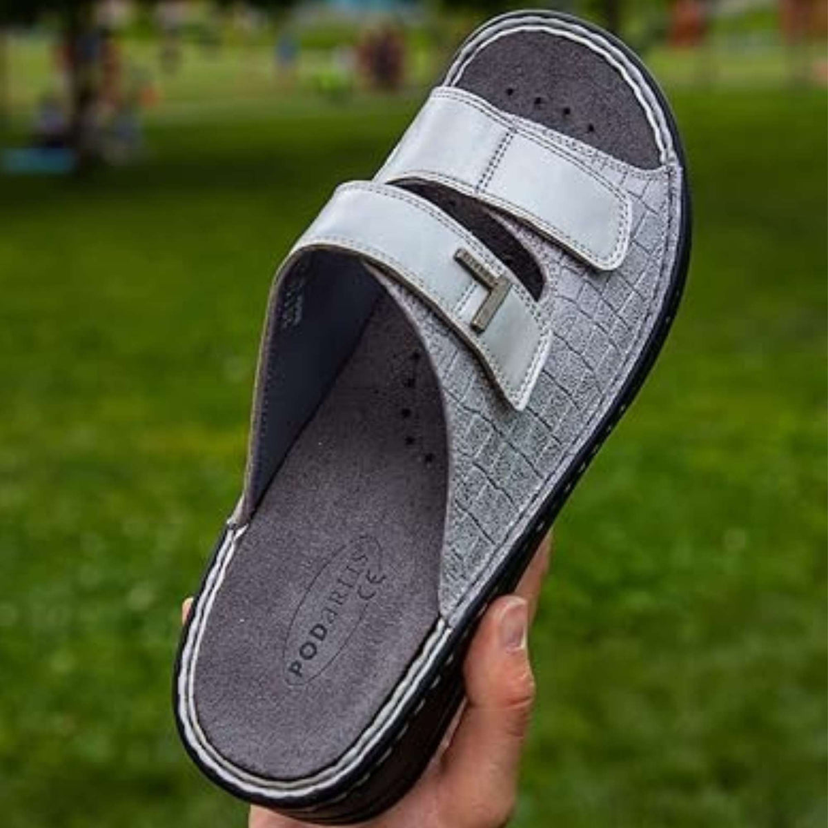 Podartis Alipes Silver zapatilla de confort mujer, plantilla extraíble