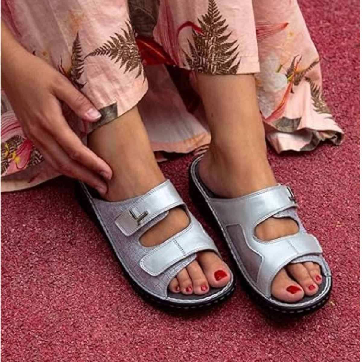 Podartis Alipes Silver zapatilla de confort mujer, plantilla extraíble