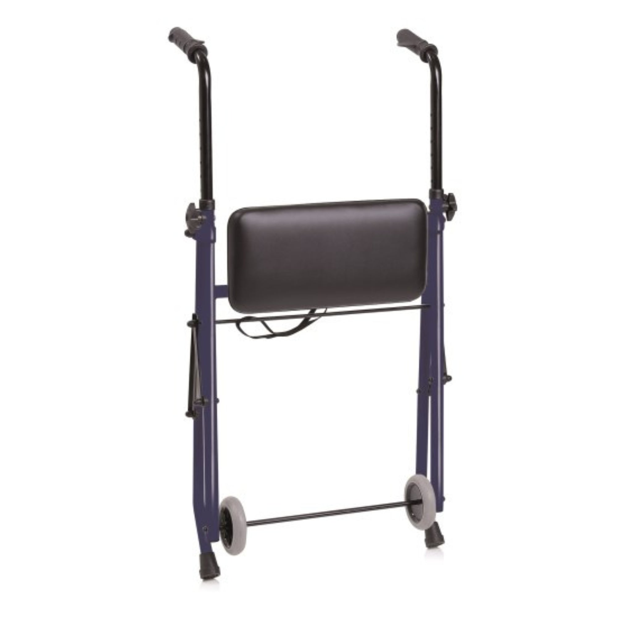 Moretti Folding Steel Rollator in Blue with Two Wheels and Ferrules