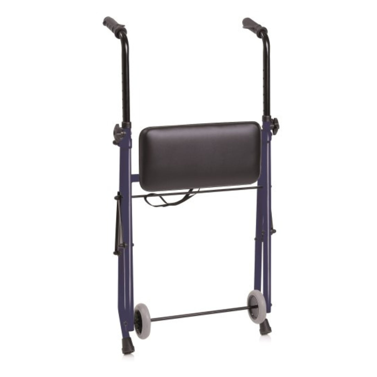 Moretti Folding Steel Rollator in Blue with Two Wheels and Ferrules