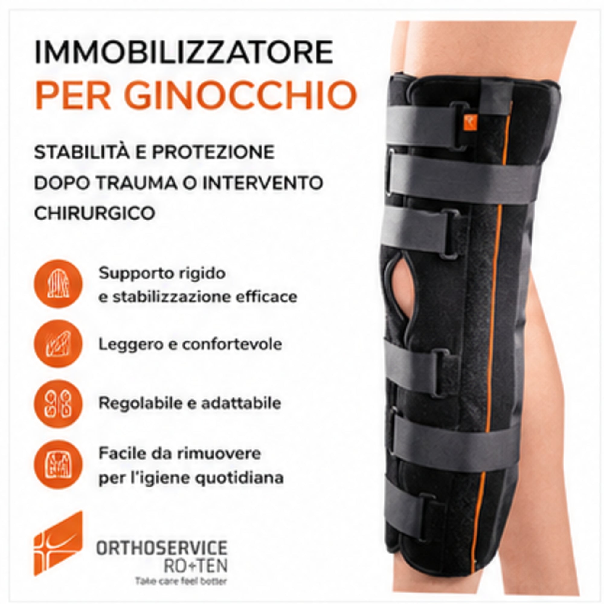 Roten Immok immobilisateur de genou à 0°, longueur 50 cm