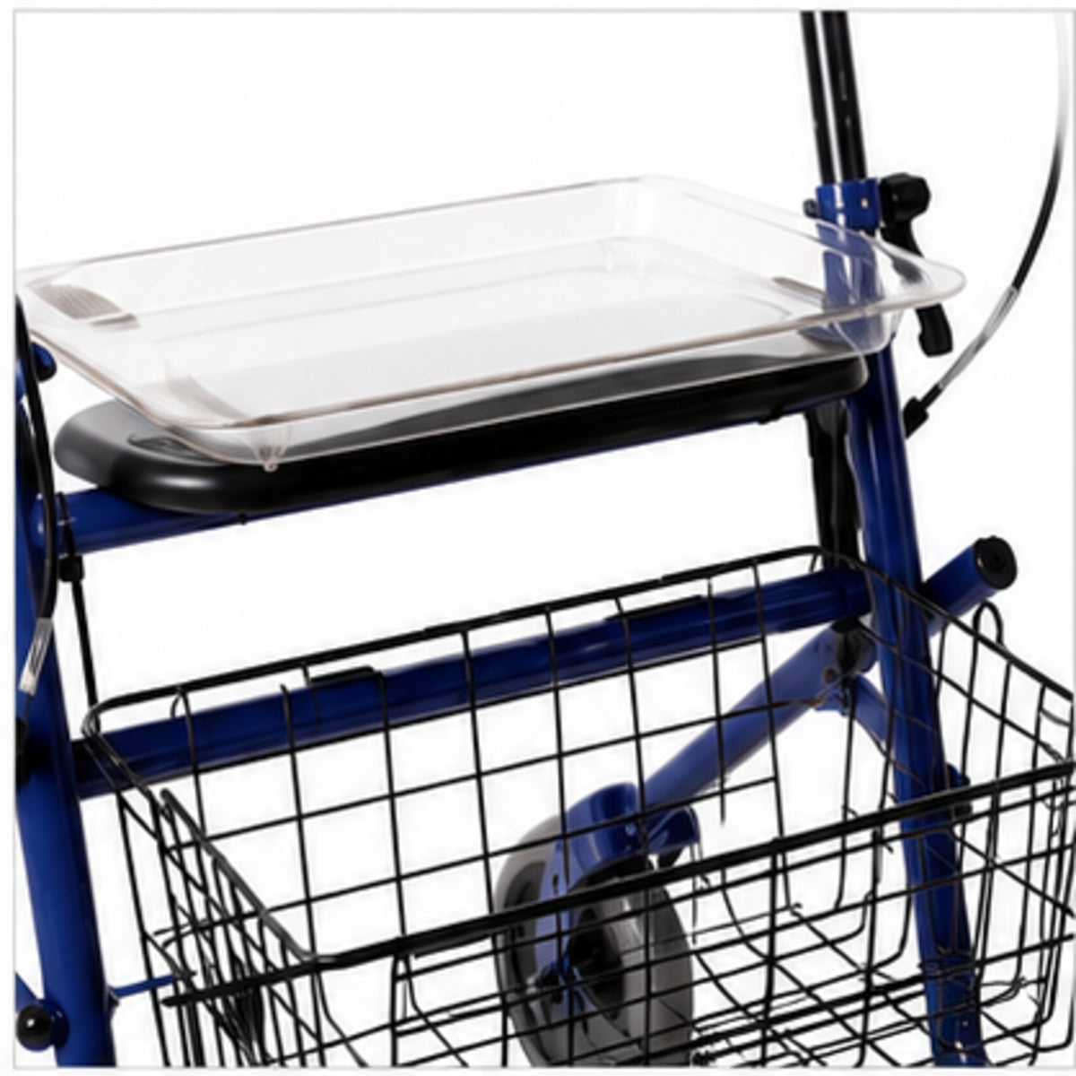 Rollator pliant Mopedia en acier bleu avec siège et panier