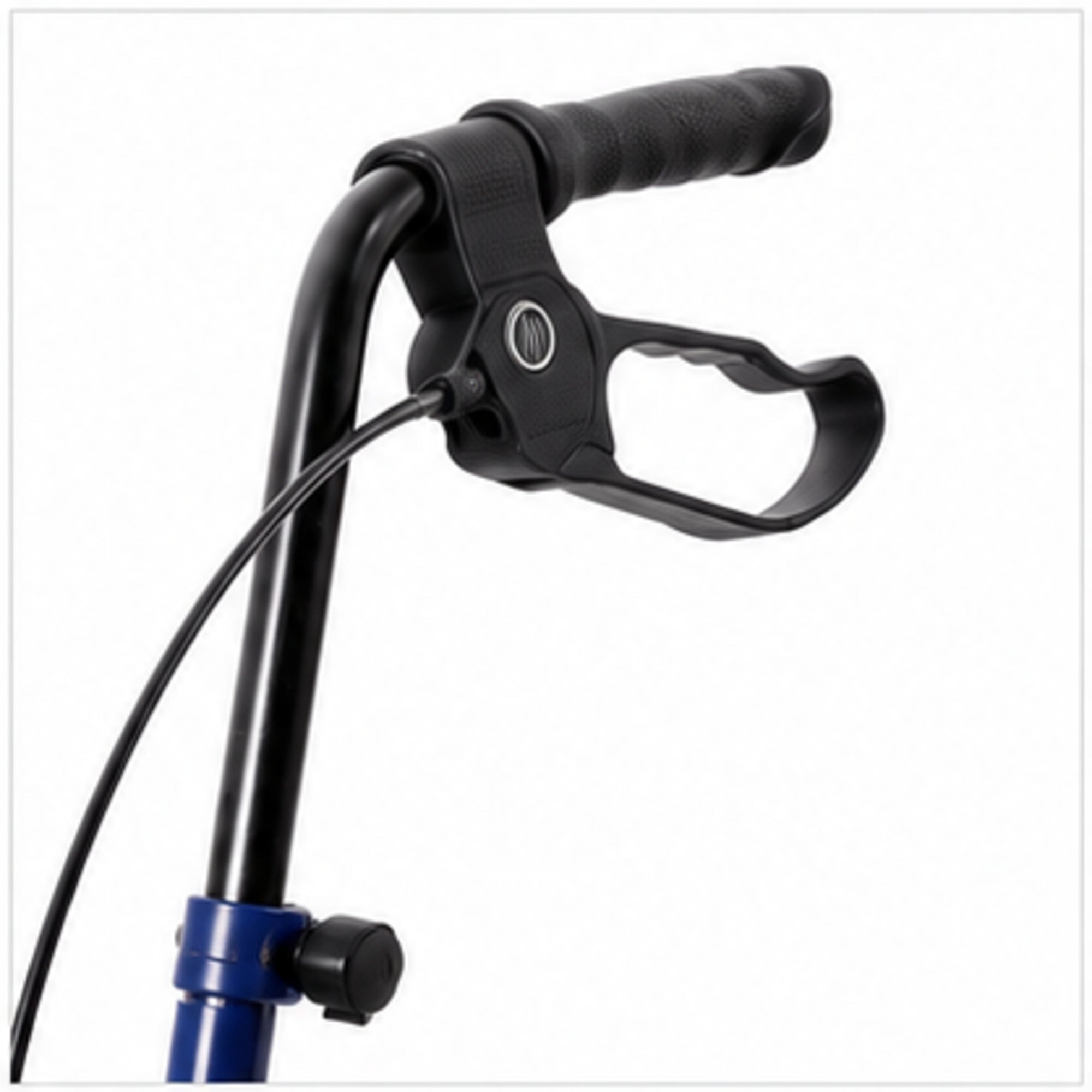 Rollator pliant Mopedia en acier bleu avec siège et panier