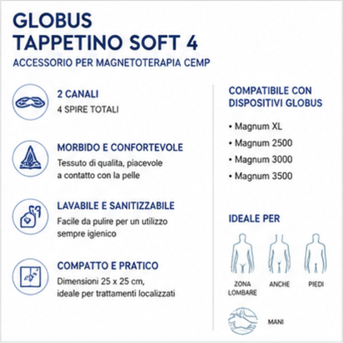 Globus Soft 4: materassino 25x25 cm per Magnum XL, 2500, 3000, 3500